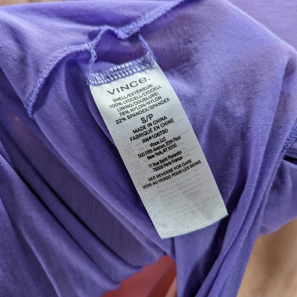 New Vince Sheer Top 3/4 Sleeve Soft Lilac Sugar Plum 2 PC Lyocell Layered Size S - Picture 6 of 10
